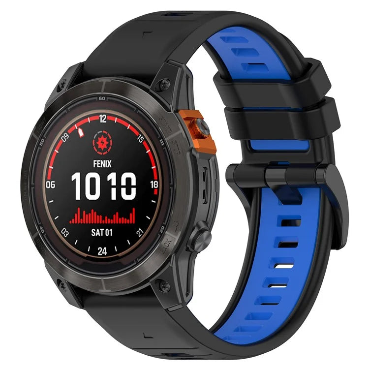 For Garmin Fenix 7 / 7 Pro / 6 / 6 Pro QuickFit 22mm Watch Band Dual Color Silicone Strap