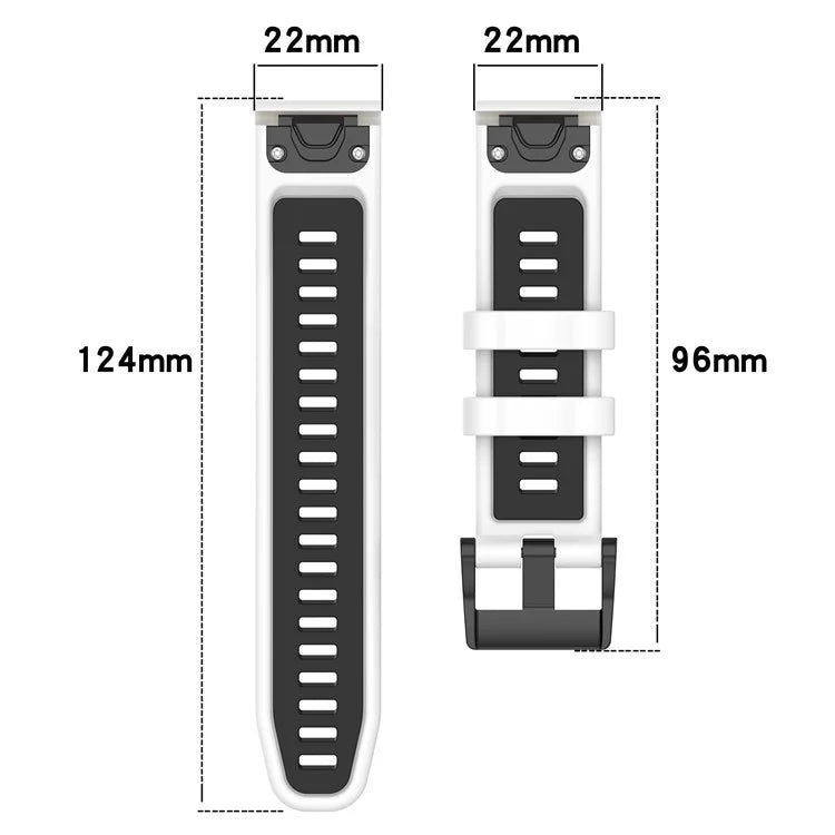 For Garmin Fenix 7 / 7 Pro / 6 / 6 Pro QuickFit 22mm Watch Band Dual Color Silicone Strap