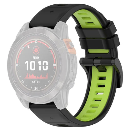 For Garmin Fenix 7 / 7 Pro / 6 / 6 Pro QuickFit 22mm Watch Band Dual Color Silicone Strap