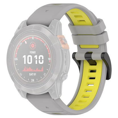 For Garmin Fenix 7 / 7 Pro / 6 / 6 Pro QuickFit 22mm Watch Band Dual Color Silicone Strap