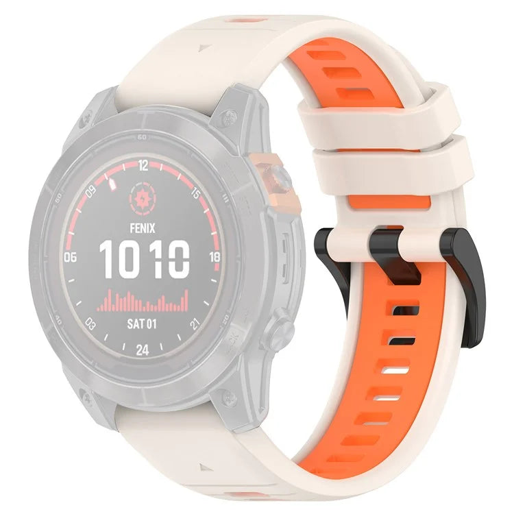 For Garmin Fenix 7 / 7 Pro / 6 / 6 Pro QuickFit 22mm Watch Band Dual Color Silicone Strap