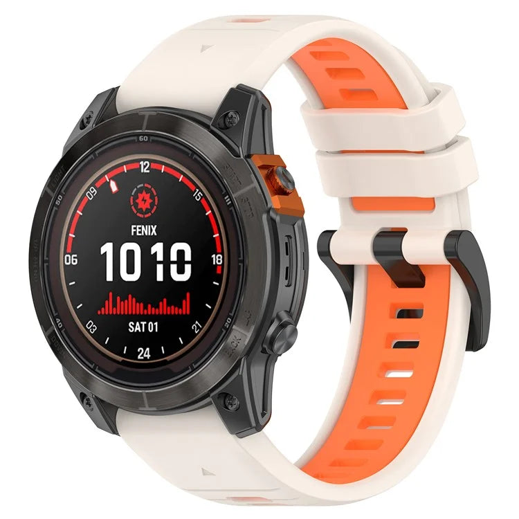 For Garmin Fenix 7 / 7 Pro / 6 / 6 Pro QuickFit 22mm Watch Band Dual Color Silicone Strap