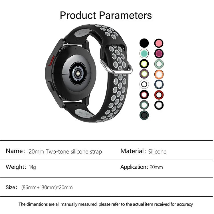 KALEBOL KLB-SSGJ-001 For Samsung Galaxy Watch6 Classic 47mm 43mm Silicone Watch Band 20mm Dual Color