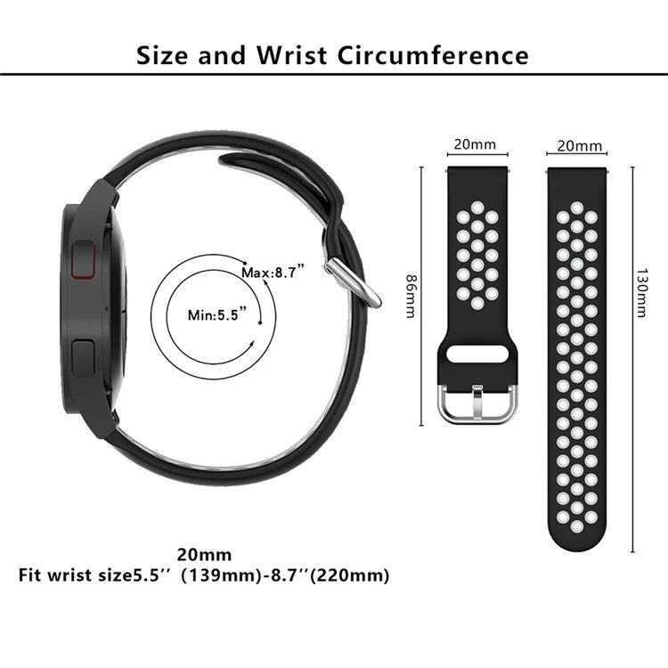 KALEBOL KLB-SSGJ-001 For Samsung Galaxy Watch6 Classic 47mm 43mm Silicone Watch Band 20mm Dual Color