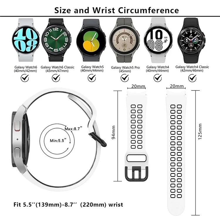 KALEBOL KLB-SSGJ-001 For Samsung Galaxy Watch4 / Watch 5 / Watch6 Silicone Watch Band Soft Strap
