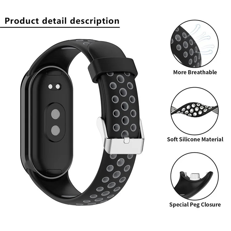 KALEBOL KLB-SSGJ-001 For Xiaomi Smart Band 8 Silicone Watch Band Waterproof Strap