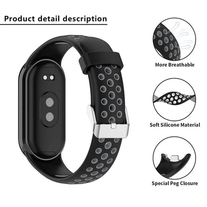 KALEBOL KLB-SSGJ-001 For Xiaomi Smart Band 8 Silicone Watch Band Waterproof Strap