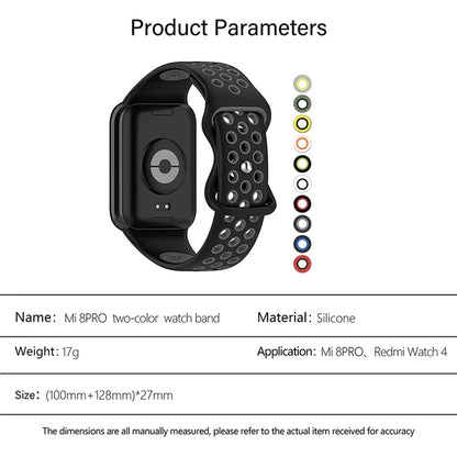 KALEBOL KLB-SSGJ-002 For Xiaomi Smart Band 8 Pro / Redmi Watch 4 Silicone Strap Dual Color