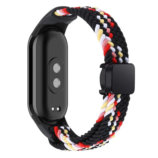 Magnetic Braided Nylon Strap for Xiaomi Smart Band 8 Replacement Watch Band Rainbow