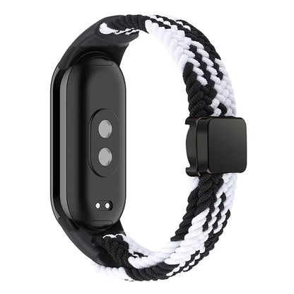 Magnetic Braided Nylon Strap for Xiaomi Smart Band 8 Replacement Watch Band / White