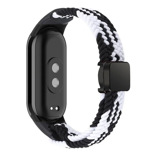 Magnetic Braided Nylon Strap for Xiaomi Smart Band 8 Replacement Watch Band / White