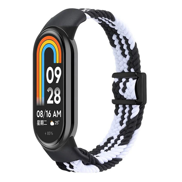 Magnetic Braided Nylon Strap for Xiaomi Smart Band 8 Replacement Watch Band / White
