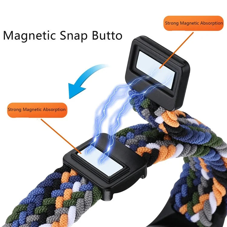 For Xiaomi Mi Band 3 / 4 / 5 / 6 / 7 Braided Nylon Strap Magnetic Watch Band