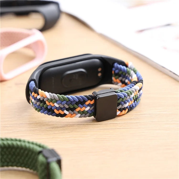 For Xiaomi Mi Band 3 / 4 / 5 / 6 / 7 Braided Nylon Strap Magnetic Watch Band
