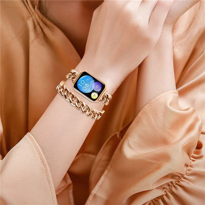For Xiaomi Smart Band 8 Pro Double-Circle Band Stainless Steel Watch Strap