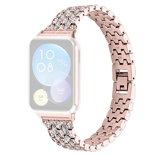 For Xiaomi Smart Band 8 Pro 3 Rows Rhinestone Zinc Alloy Watch Band Women Replacement Strap