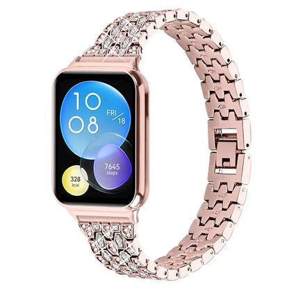 For Xiaomi Smart Band 8 Pro 3 Rows Rhinestone Zinc Alloy Watch Band Women Replacement Strap