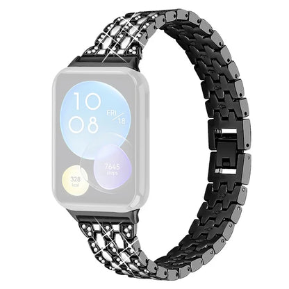 For Xiaomi Smart Band 8 Pro 3 Rows Rhinestone Zinc Alloy Watch Band Women Replacement Strap