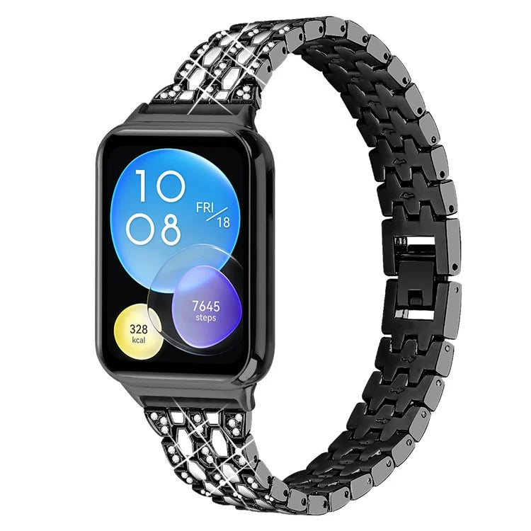 For Xiaomi Smart Band 8 Pro 3 Rows Rhinestone Zinc Alloy Watch Band Women Replacement Strap