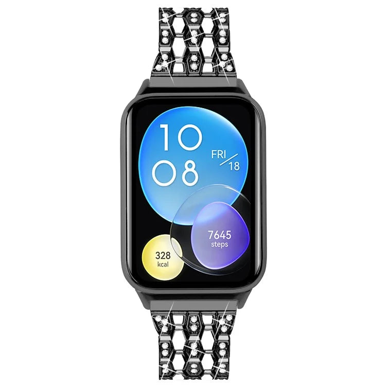 For Xiaomi Smart Band 8 Pro 3 Rows Rhinestone Zinc Alloy Watch Band Women Replacement Strap