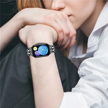 For Xiaomi Smart Band 8 Pro 3 Rows Rhinestone Zinc Alloy Watch Band Women Replacement Strap