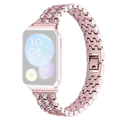 For Xiaomi Smart Band 8 Pro 3 Rows Rhinestone Zinc Alloy Watch Band Women Replacement Strap