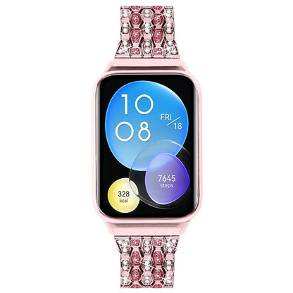 For Xiaomi Smart Band 8 Pro 3 Rows Rhinestone Zinc Alloy Watch Band Women Replacement Strap