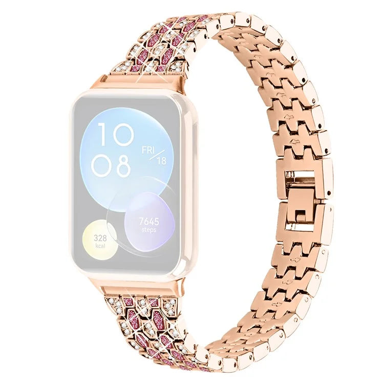 For Xiaomi Smart Band 8 Pro 3 Rows Rhinestone Zinc Alloy Watch Band Women Replacement Strap