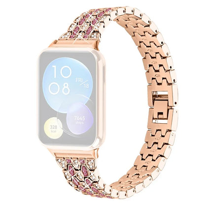 For Xiaomi Smart Band 8 Pro 3 Rows Rhinestone Zinc Alloy Watch Band Women Replacement Strap