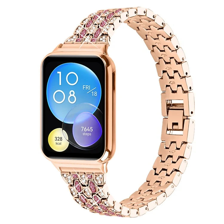 For Xiaomi Smart Band 8 Pro 3 Rows Rhinestone Zinc Alloy Watch Band Women Replacement Strap
