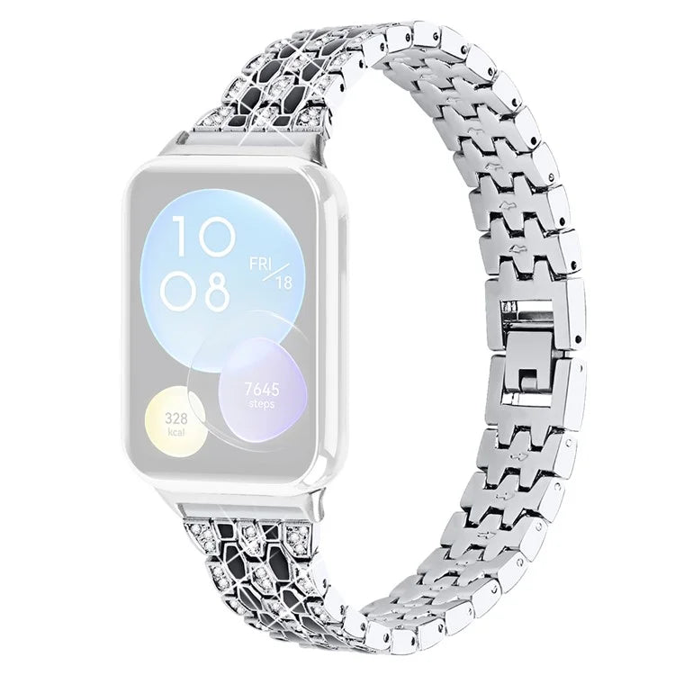 For Xiaomi Smart Band 8 Pro 3 Rows Rhinestone Zinc Alloy Watch Band Women Replacement Strap