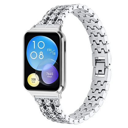 For Xiaomi Smart Band 8 Pro 3 Rows Rhinestone Zinc Alloy Watch Band Women Replacement Strap