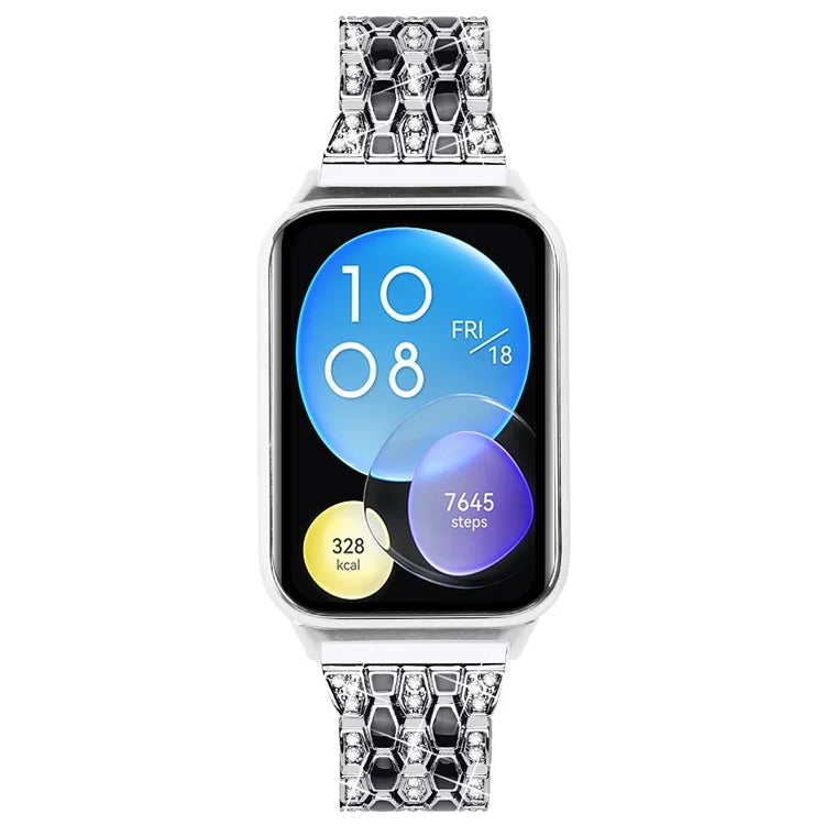 For Xiaomi Smart Band 8 Pro 3 Rows Rhinestone Zinc Alloy Watch Band Women Replacement Strap