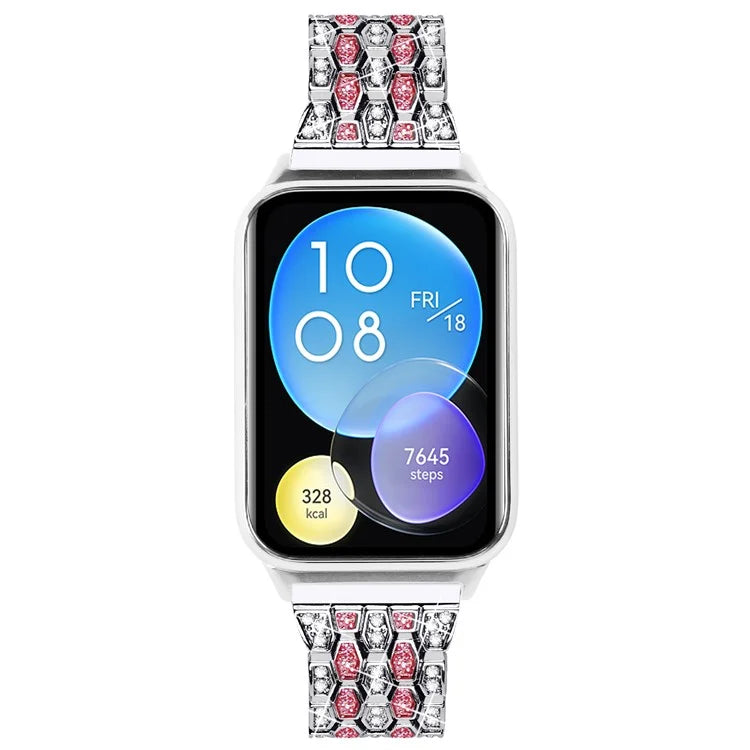 For Xiaomi Smart Band 8 Pro 3 Rows Rhinestone Zinc Alloy Watch Band Women Replacement Strap