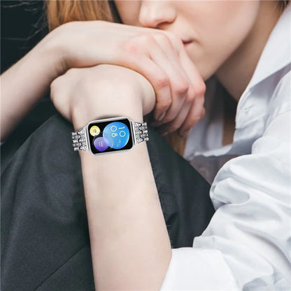 For Xiaomi Smart Band 8 Pro 3 Rows Rhinestone Zinc Alloy Watch Band Women Replacement Strap