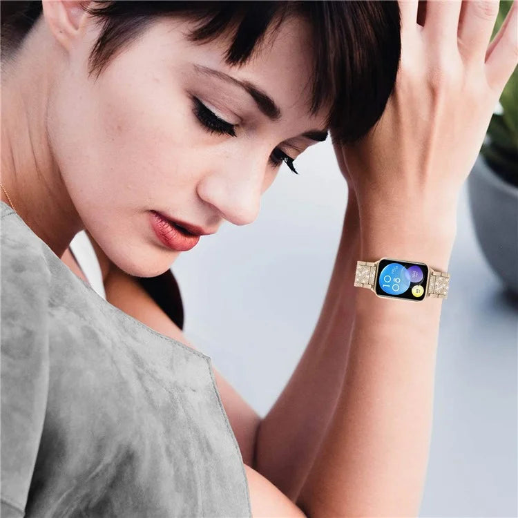 For Xiaomi Smart Band 8 Pro S-Shape Rhinestone Zinc Alloy Watch Strap Band