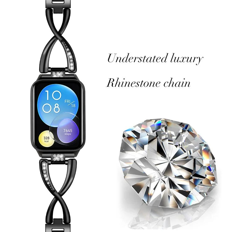 For Xiaomi Smart Band 8 Pro Zinc Alloy Rhinestone Decor Watch Strap
