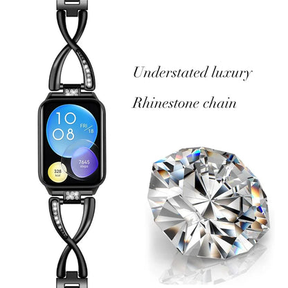 For Xiaomi Smart Band 8 Pro Zinc Alloy Rhinestone Decor Watch Strap