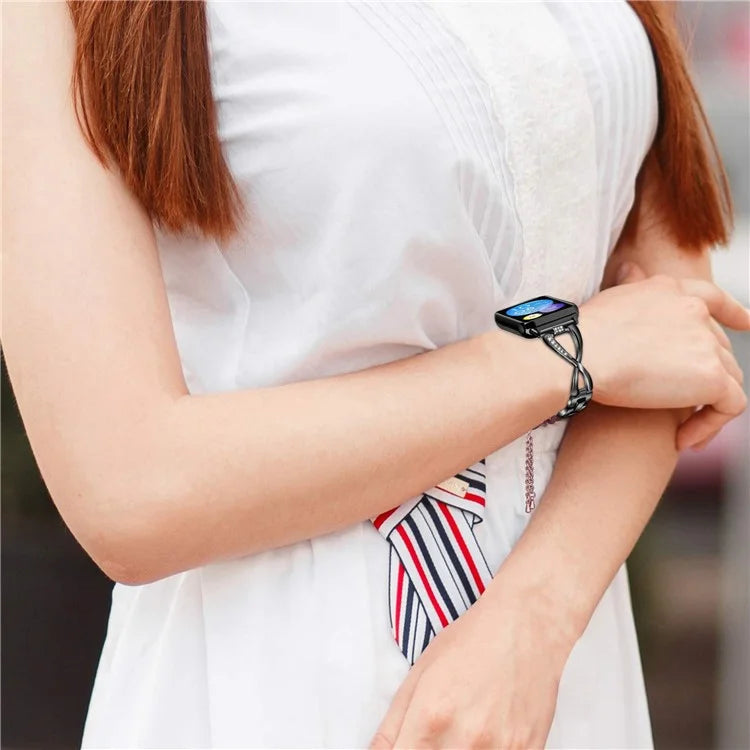 For Xiaomi Smart Band 8 Pro Zinc Alloy Rhinestone Decor Watch Strap