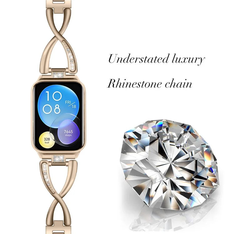 For Xiaomi Smart Band 8 Pro Zinc Alloy Rhinestone Decor Watch Strap