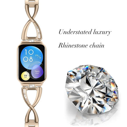 For Xiaomi Smart Band 8 Pro Zinc Alloy Rhinestone Decor Watch Strap
