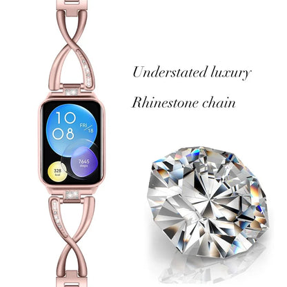 For Xiaomi Smart Band 8 Pro Zinc Alloy Rhinestone Decor Watch Strap