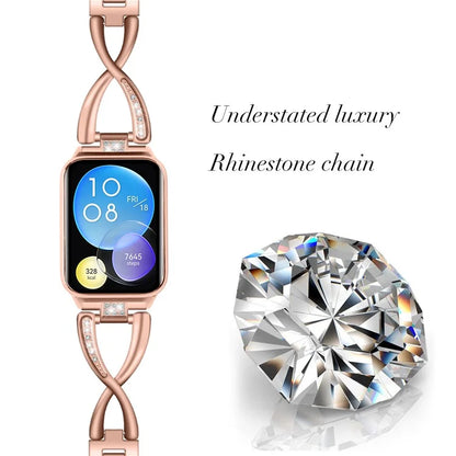 For Xiaomi Smart Band 8 Pro Zinc Alloy Rhinestone Decor Watch Strap