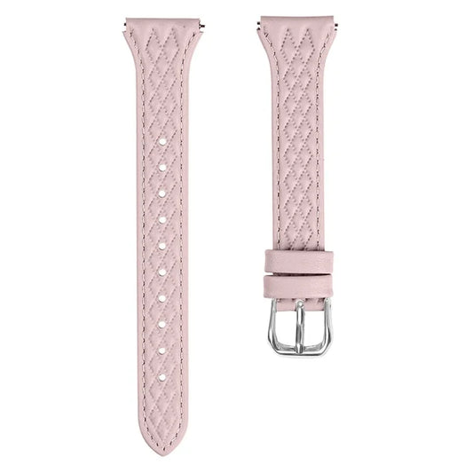 For Pebble 2 / Time Round Rhombus Imprinted Genuine Cow Leather Watch Strap