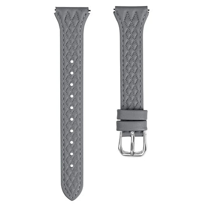 For Pebble 2 / Time Round Rhombus Imprinted Genuine Cow Leather Watch Strap