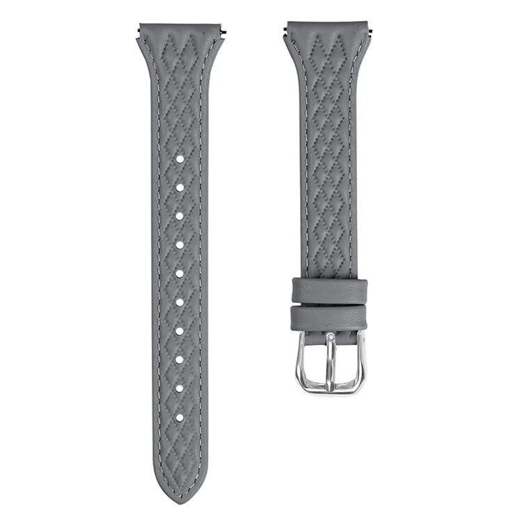 For TicWatch 2  /  E  /  C2 (Black  /  Silver Dial) Genuine Cow Leather Rhombus Imprinted Watchband