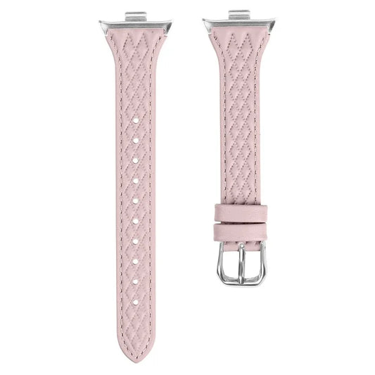 For Xiaomi Smart Band 8 Pro Replacement Rhombus Imprinted Genuine Cow Leather Watch Strap