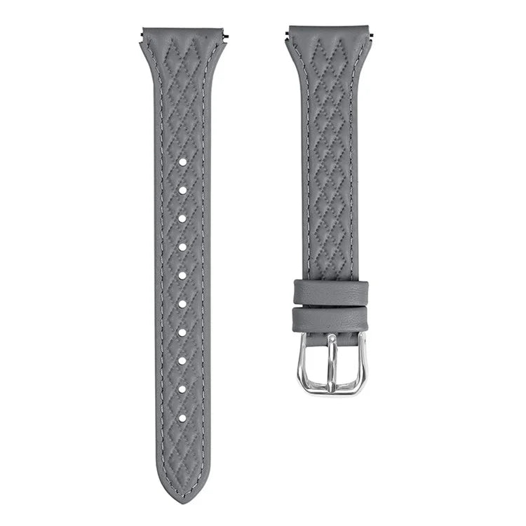 For Garmin Forerunner 245 / 245 Music Genuine Cow Leather Rhombus Imprinted Watch Strap