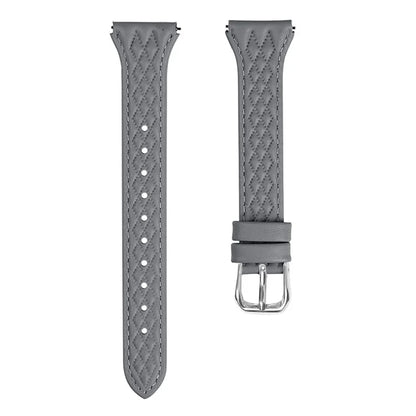 For Garmin Forerunner 245 / 245 Music Genuine Cow Leather Rhombus Imprinted Watch Strap