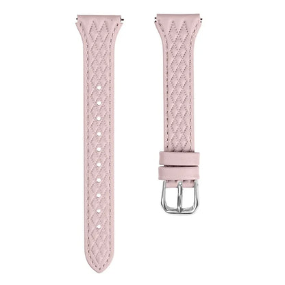 For Garmin Forerunner 245 / 245 Music Genuine Cow Leather Rhombus Imprinted Watch Strap